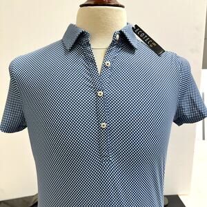 Full Turn EcoTec Golf Polo "Houndstooth Geo Lisle" Mens M NWT
